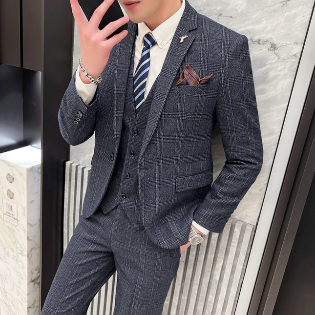 Mens Slim Fit Three Piece Suit CN Sichuan Wedding Ready by zapcart