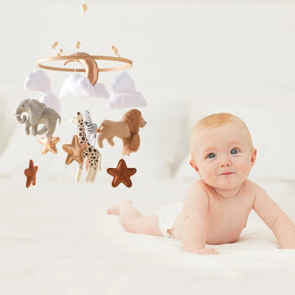 Crib Mobile Bed Bell Wooden Baby Rattles Soft Felt Cartoon Animal Bed Bell Newborn Music Box Hanging Toy Crib Bracket Baby Gifts by zapcart
