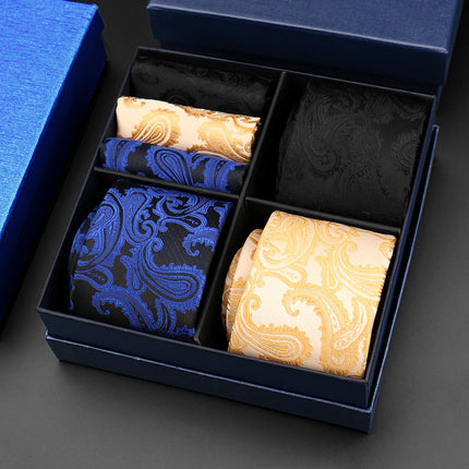 Mens Tie Hanky Set Burgundy Paisley Wedding Gift Box 3pcs by zapcart