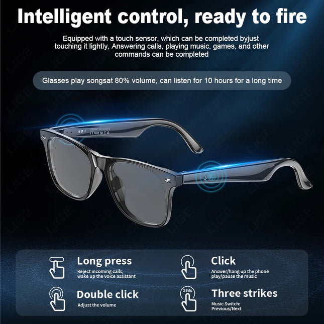 LIGE Smart Glasses Real Time Translation Bluetooth Travelers by zapcart