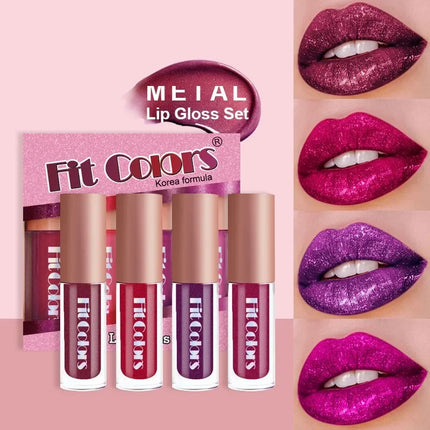 Metallic Lip Gloss Kit Waterproof Glitter Hydration Unisex by zapcart
