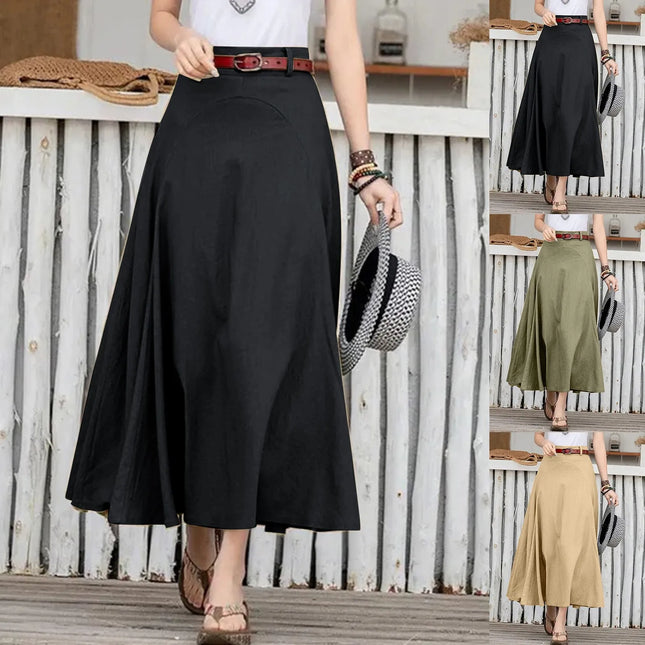 Craft of Weaving High Waist Pure Color Ruffle Skirt Women by zapcart