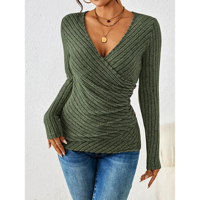 Women Button V Neck Knit Sweater Cozy Warm Fall Top by zapcart