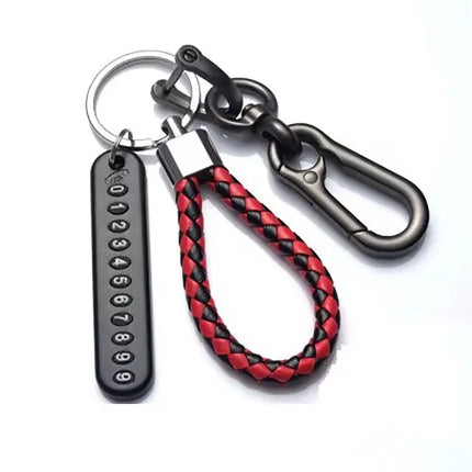 Phone Number Plate Keychain For Men DIY Leather Rope Anti Lost Zapcart