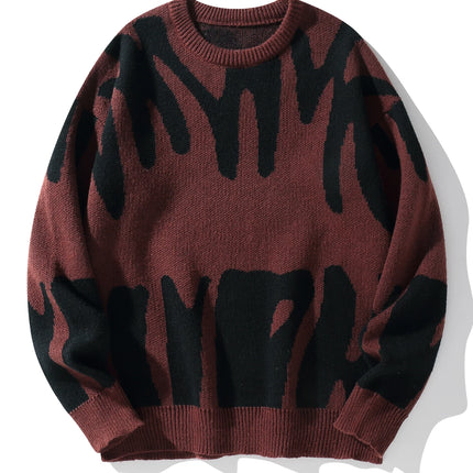 CN Fujian Mens Irregular Jacquard Pullover Sweater Casual by zapcart