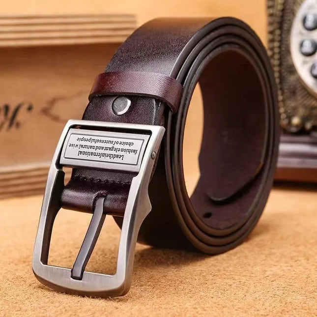 Premium Men's Cowhide Leather Belt with Metal Buckle