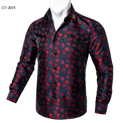 HenanChoice Mens Jacquard Paisley Shirt Long Sleeve Luxury by zapcart