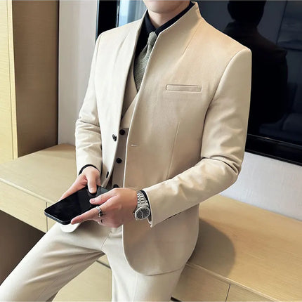 Korean Style Slim Fit Mens Elegant Suit Set By QUHNBGYCN by zapcart