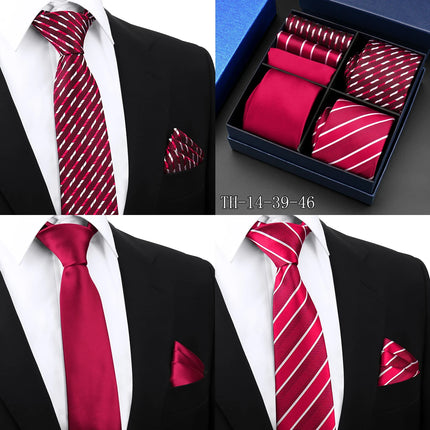 Mens Tie Hanky Set Burgundy Paisley Wedding Gift Box 3pcs by zapcart