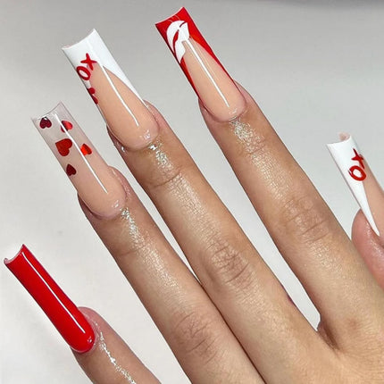Extra Long Press On Nails Glue Included Bear Bow For Women by zapcart