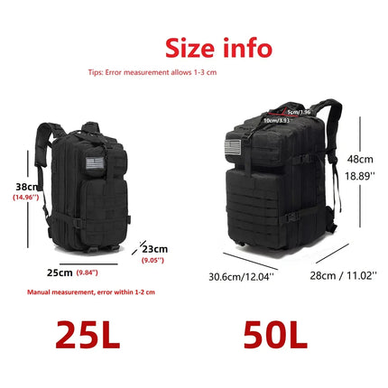 Thuram Waterproof 25L 50L Nylon Tactical Backpack Outdoors by zapcart