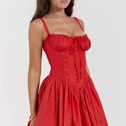 Sexy Lace Floral Corset Short Dress For Women Partywear by zapcart
