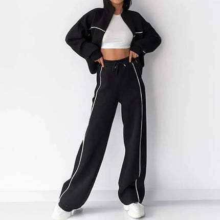 Cozy Women Tracksuit Two Piece Set Hooded Jacket Sweatpants by zapcart