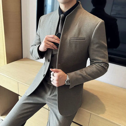 Korean Style Slim Fit Mens Elegant Suit Set By QUHNBGYCN by zapcart