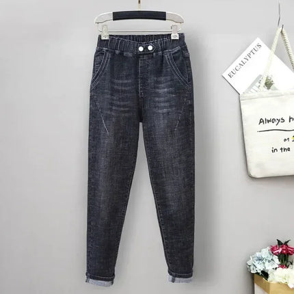Plus Size Jeans For Women Elastic High Waist Baggy Comfort by zapcart