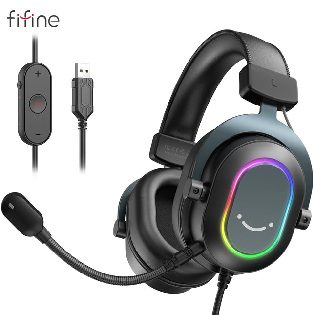Fifine Dynamic RGB Gaming Headset 7 1 Surround Sound Gamers by zapcart