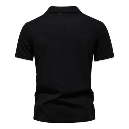AIOPESON Men Breathable Striped V Neck Slim Polo Shirt by zapcart