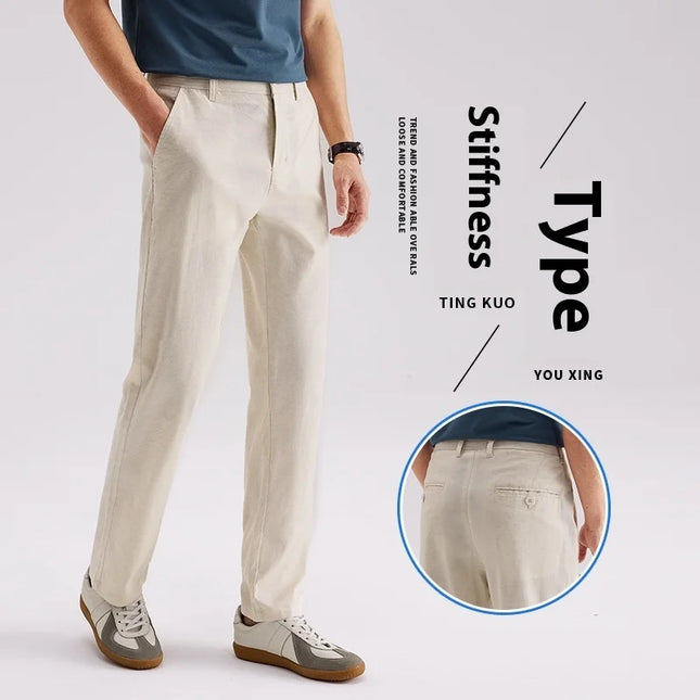 Kahiki Mens Breathable Linen Lyocell Pants For Office by zapcart