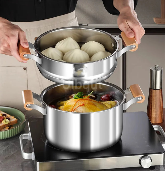 Uibqut Stainless Steel Double Bottom Soup Pot Home Cooks by zapcart