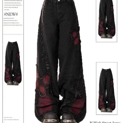 Gothic Baggy Jeans For Women Harajuku Y2K Aesthetic Denim by zapcart