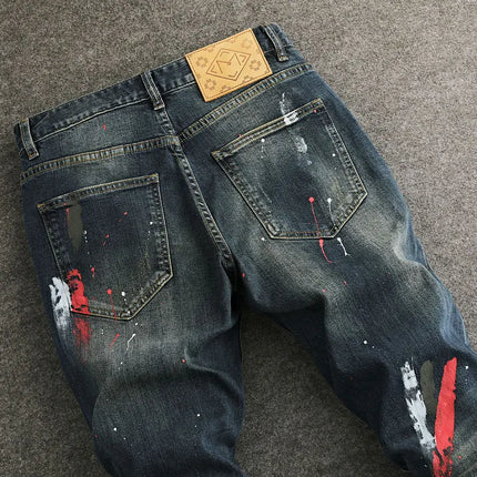 AnhuiChoice Mens Jeans Slim Fit Retro Washed Ripped Hip Hop by zapcart