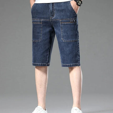 AHUDNUCN Summer Multi Pocket Denim Shorts For Men Straight by zapcart