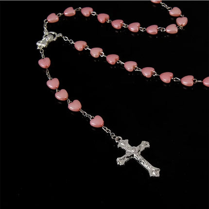 Catholic Porcelain Heart Rosary Car Ornament Mary Blessing by zapcart