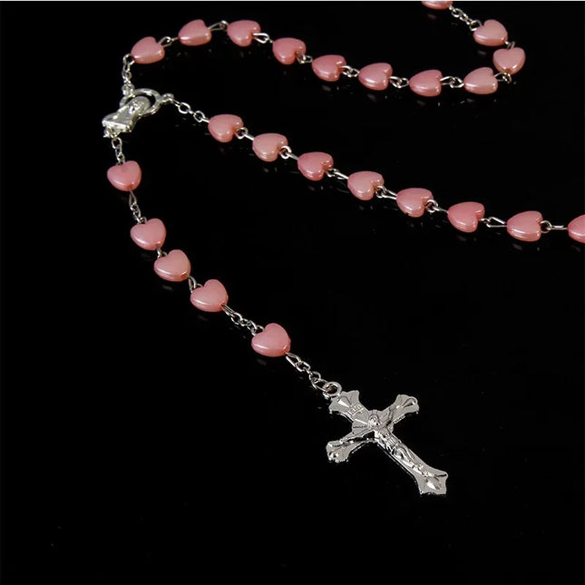 Catholic Porcelain Heart Rosary Car Ornament Mary Blessing by zapcart