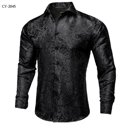 HenanChoice Mens Jacquard Paisley Shirt Long Sleeve Luxury by zapcart