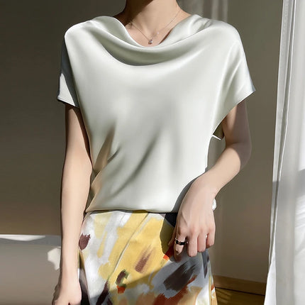 Silk Like Women Plus Size Tee Crew Neck Short Sleeve by zapcart