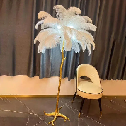 LNLZ Nordic Ostrich Feather Floor Lamp For Living Room