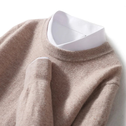 Ganleawort Men Wool Sweater Round Neck Warm Knit Pullover by zapcart