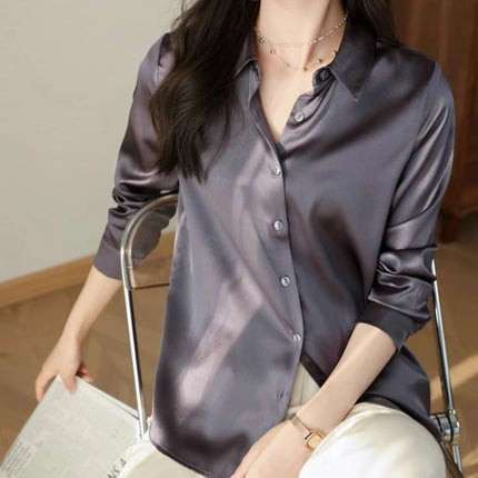 Satin Women's Shirt Blouse Korean Style Office Ready by zapcart
