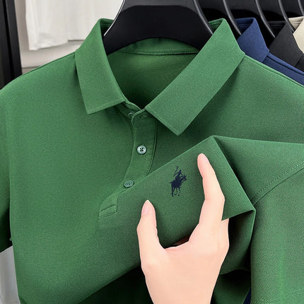 Men's Polo Shirt Embroidered Pony CN Zhejiang Breathable by zapcart