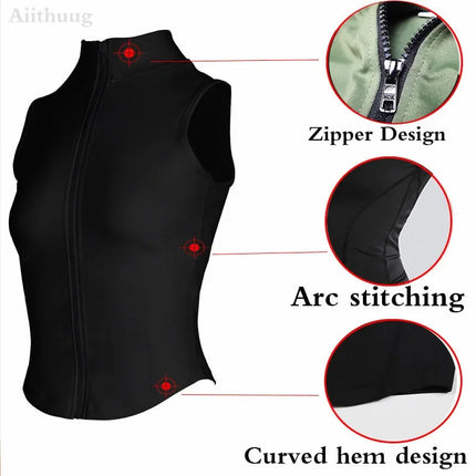 Aiithuug Women Athletic Zip Up Sweat Vest Breathable Top by zapcart