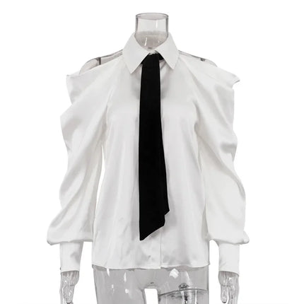TWOTWINSTYLE Women Loose Fit Hollow Out Patchwork Blouse by zapcart