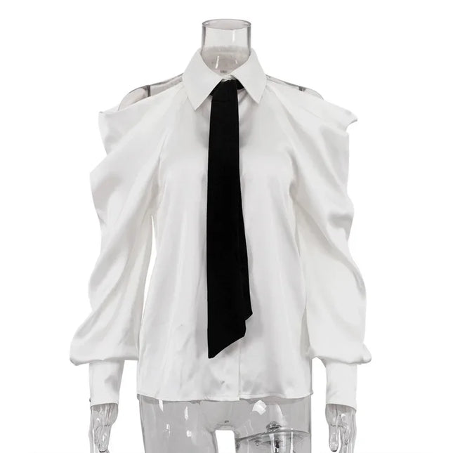 TWOTWINSTYLE Women Loose Fit Hollow Out Patchwork Blouse by zapcart