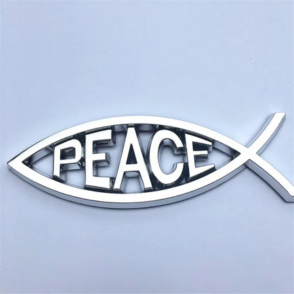 Jesus Fish Chrome Car Emblem WL115 Peace Faith 3D Badge by zapcart