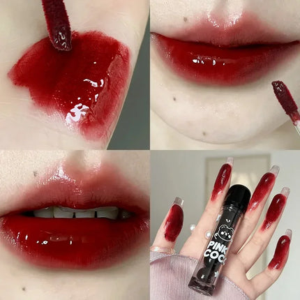 Mirror Glass Lip Tint Punk Dark Red Long Lasting Shine by zapcart