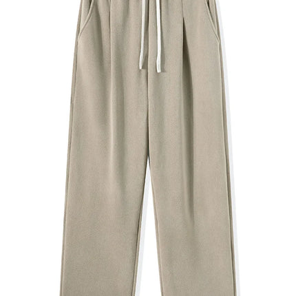 Anbican Winter Men Sweatpants Thick Fleece Wide Leg by zapcart