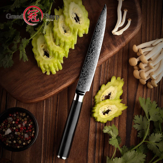 Grandsharp 6 Inch Damascus Utility Knife Premium For Cooks