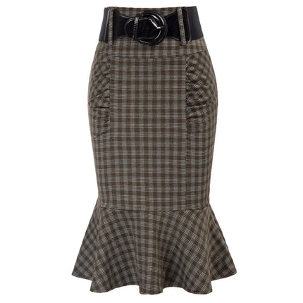 Belle Poque Pencil Skirt Women High Waist Belt Officewear by zapcart