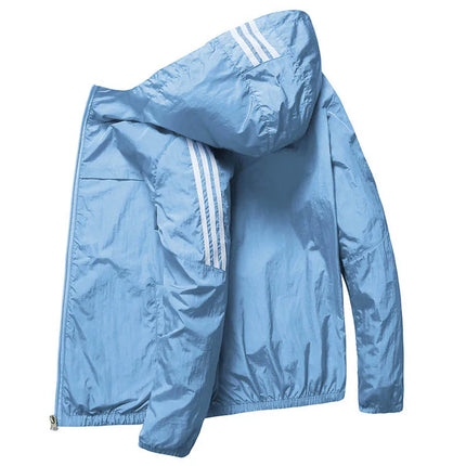 CN Fujian Mens Hooded Jacket Three Stripe Cardigan Style by zapcart
