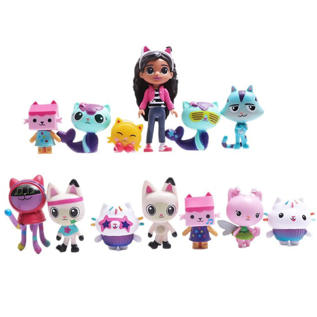 Anime Gabby Dollhouse 13Piece Set with Smile Cat Hug Gaby Girl PVC Models Cartoon Children Toy for Christmas And Birthday Gifts by zapcart