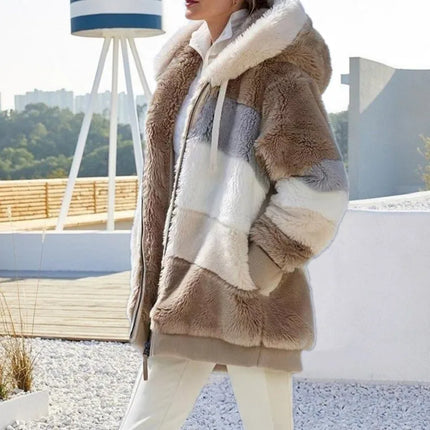 Oversized Womens Jacket Warm Plush Hooded Streetwear Coat by zapcart