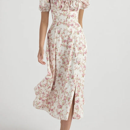 Boho Long Dress For Women Flutter Sleeve Elastic Waist by zapcart
