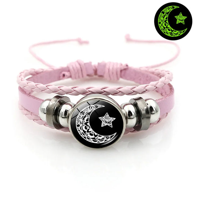 Sun Moon Couple Leather Bracelet FIMAODZCN Noctilucent Gift by zapcart