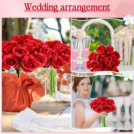 12-200Pcs Artificial Rose Flower Silk Roses with Diamond Valentine's Day Gift Fake Roses Red Roses for DIY Wedding Party Decor by zapcart