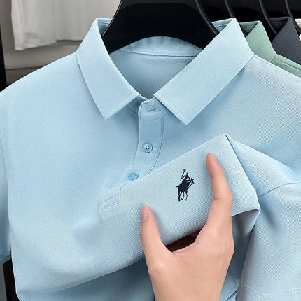 Men's Polo Shirt Embroidered Pony CN Zhejiang Breathable by zapcart