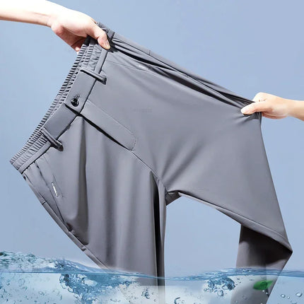 CN Guangdong Men Elastic Quick Dry Ice Silk Trousers by zapcart